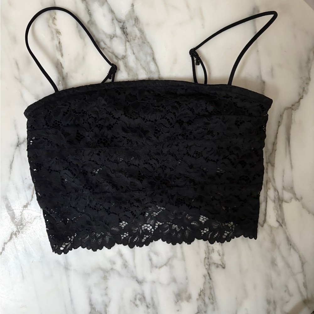 Black Lace Crop Tube Top